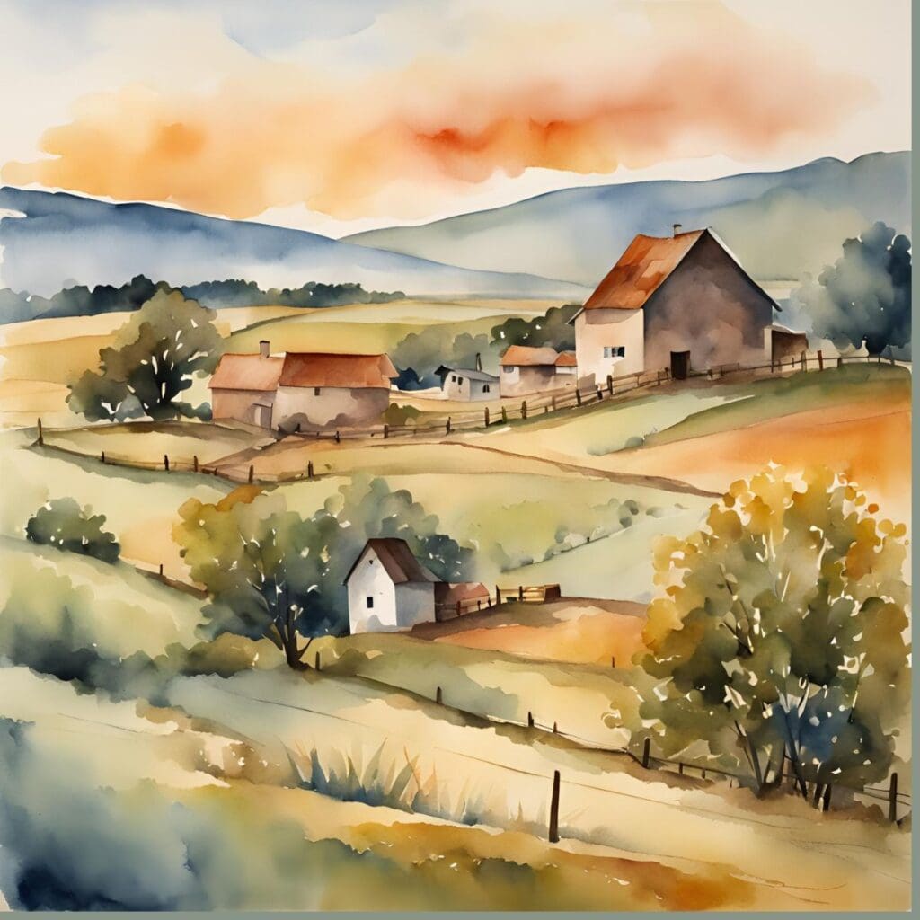 rural watercolor scene 2