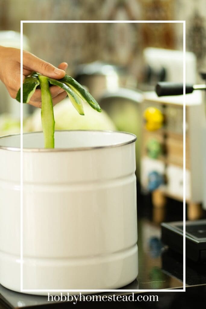 Adding Scraps to Kitchen Compost Bin