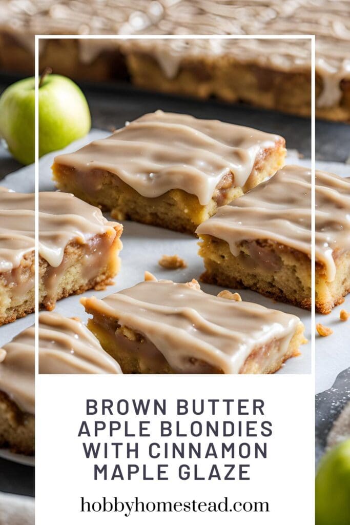 Brown Butter Apple Blondies with Cinnamon Maple Glaze