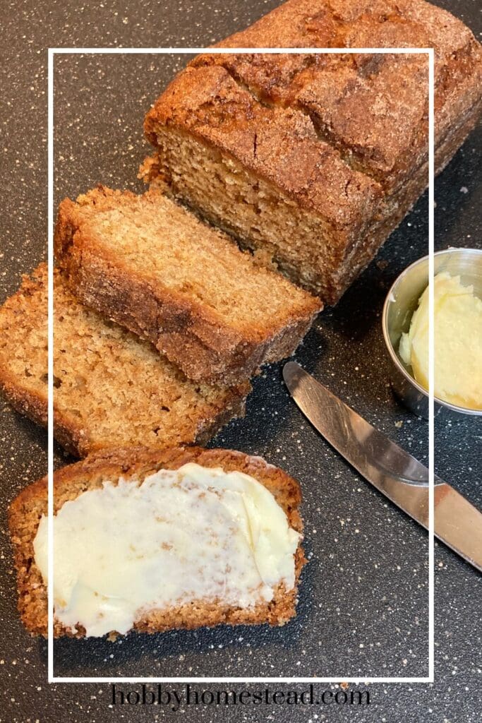 Sliced cinnamon bread with butter